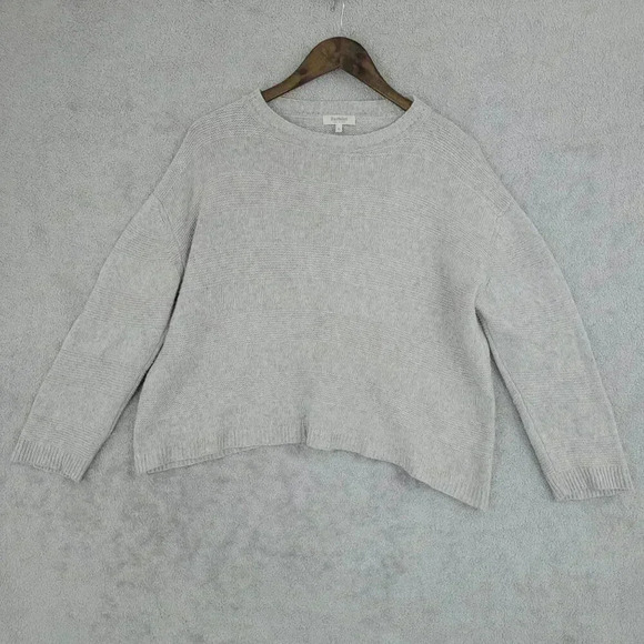 Bartolini Made In Italy Light Gray Cashmere Blend Crop Sweater Women's L  7CT - Picture 1 of 7